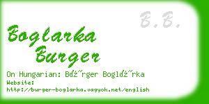 boglarka burger business card